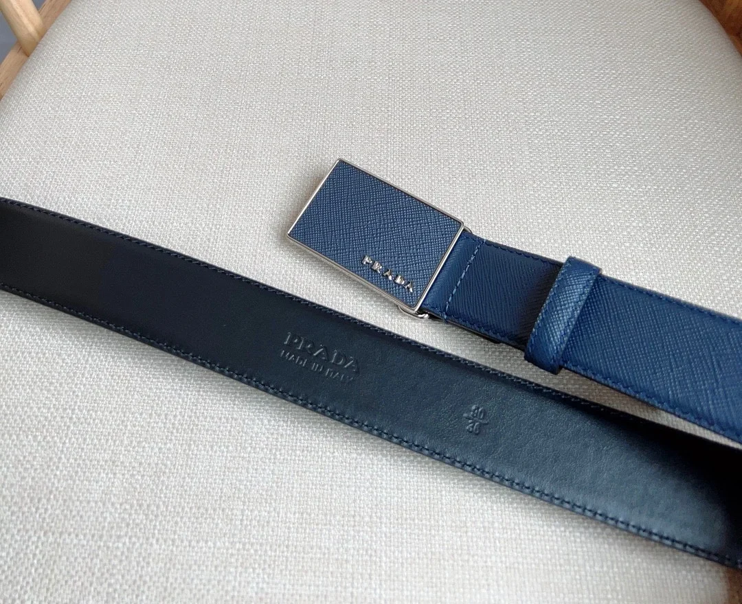 PRADA Belts Saffiano Leather (Blue) 3.5cm Width 180202607050746 - Image 3