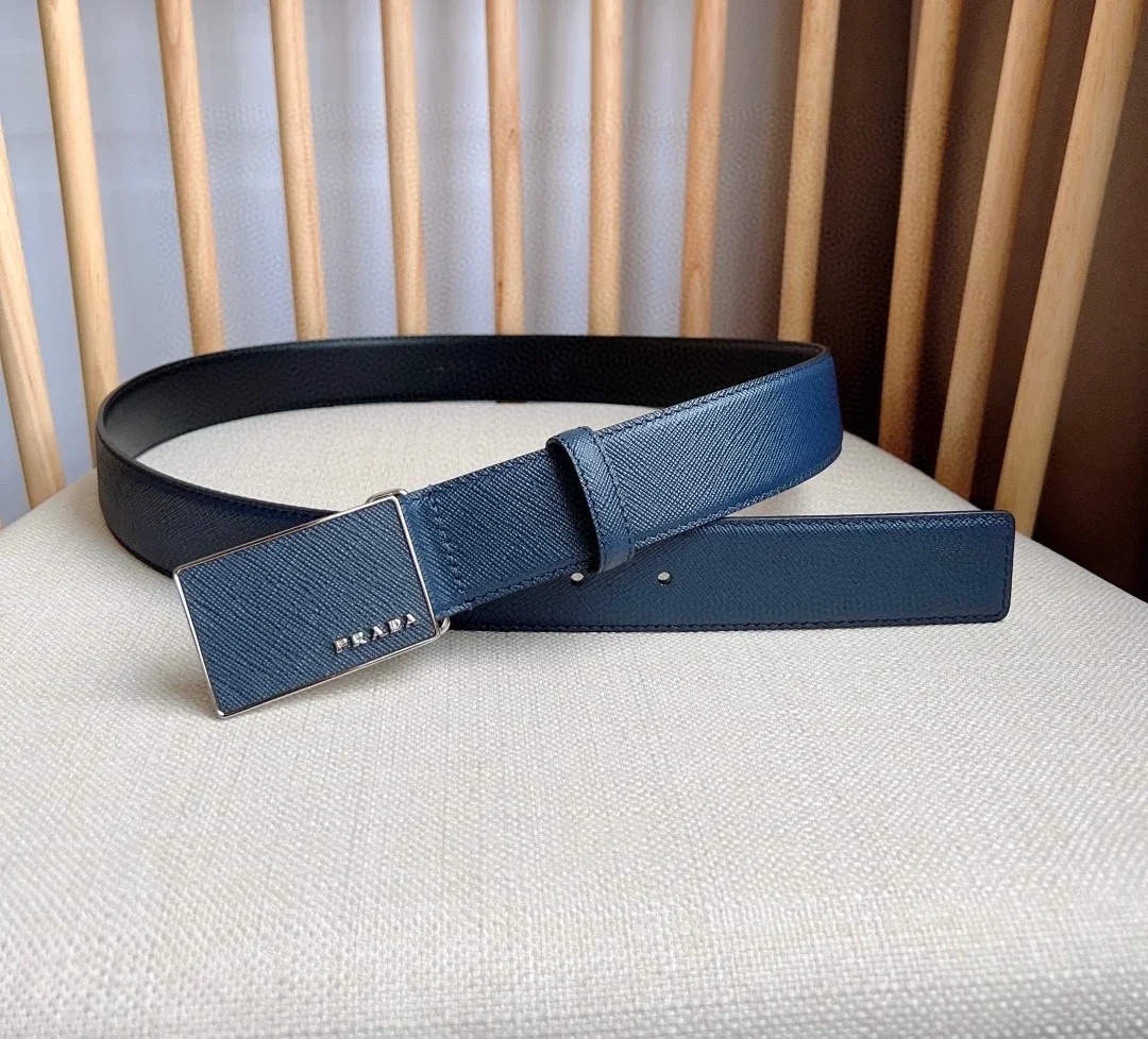 PRADA Belts Saffiano Leather (Blue) 3.5cm Width 180202607050746 - Image 4