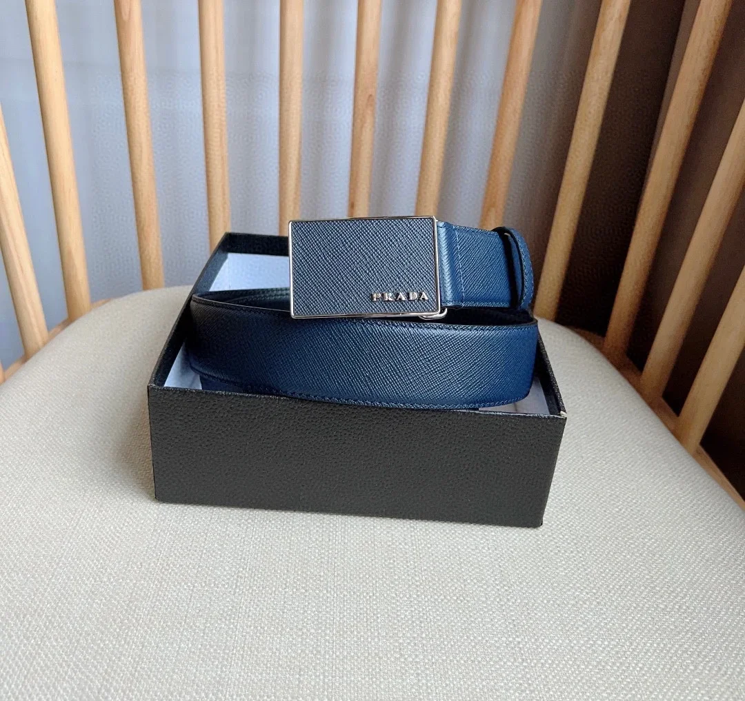 PRADA Belts Saffiano Leather (Blue) 3.5cm Width 180202607050746 - Image 5