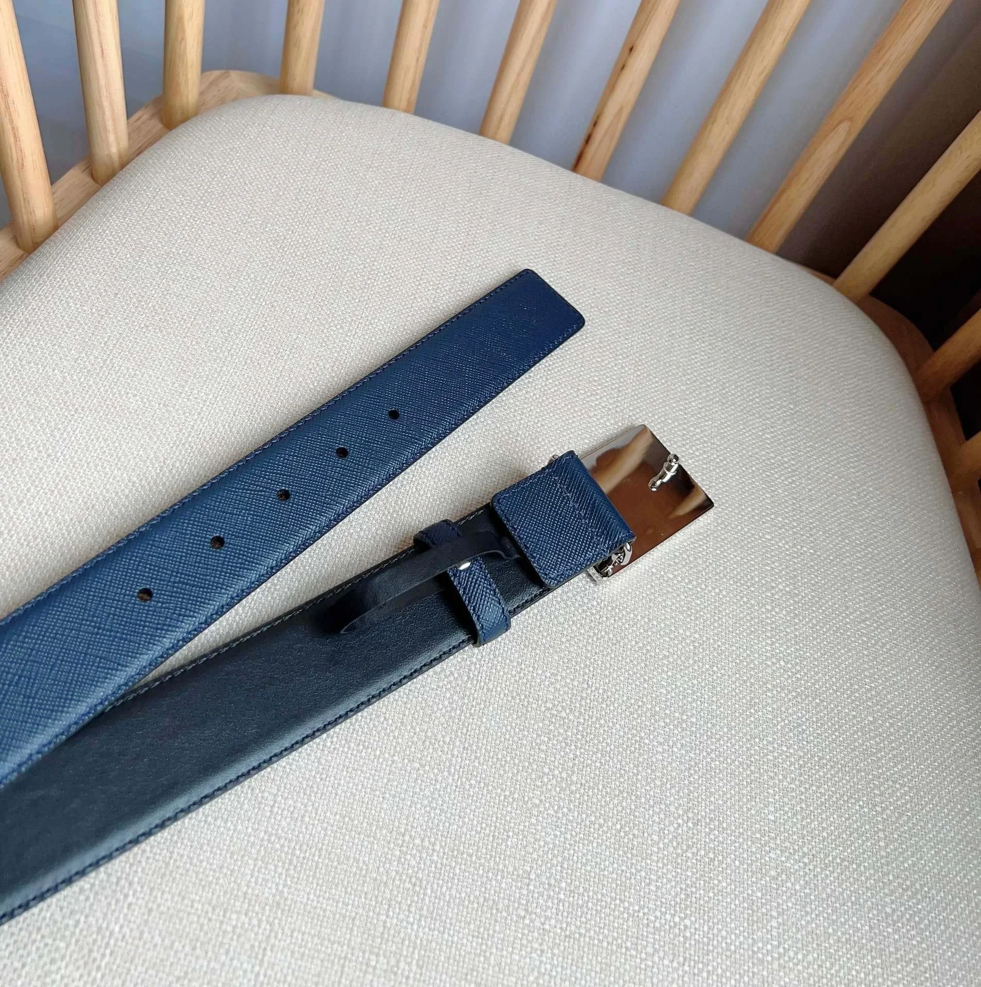 PRADA Belts Saffiano Leather (Blue) 3.5cm Width 180202607050746 - Image 6