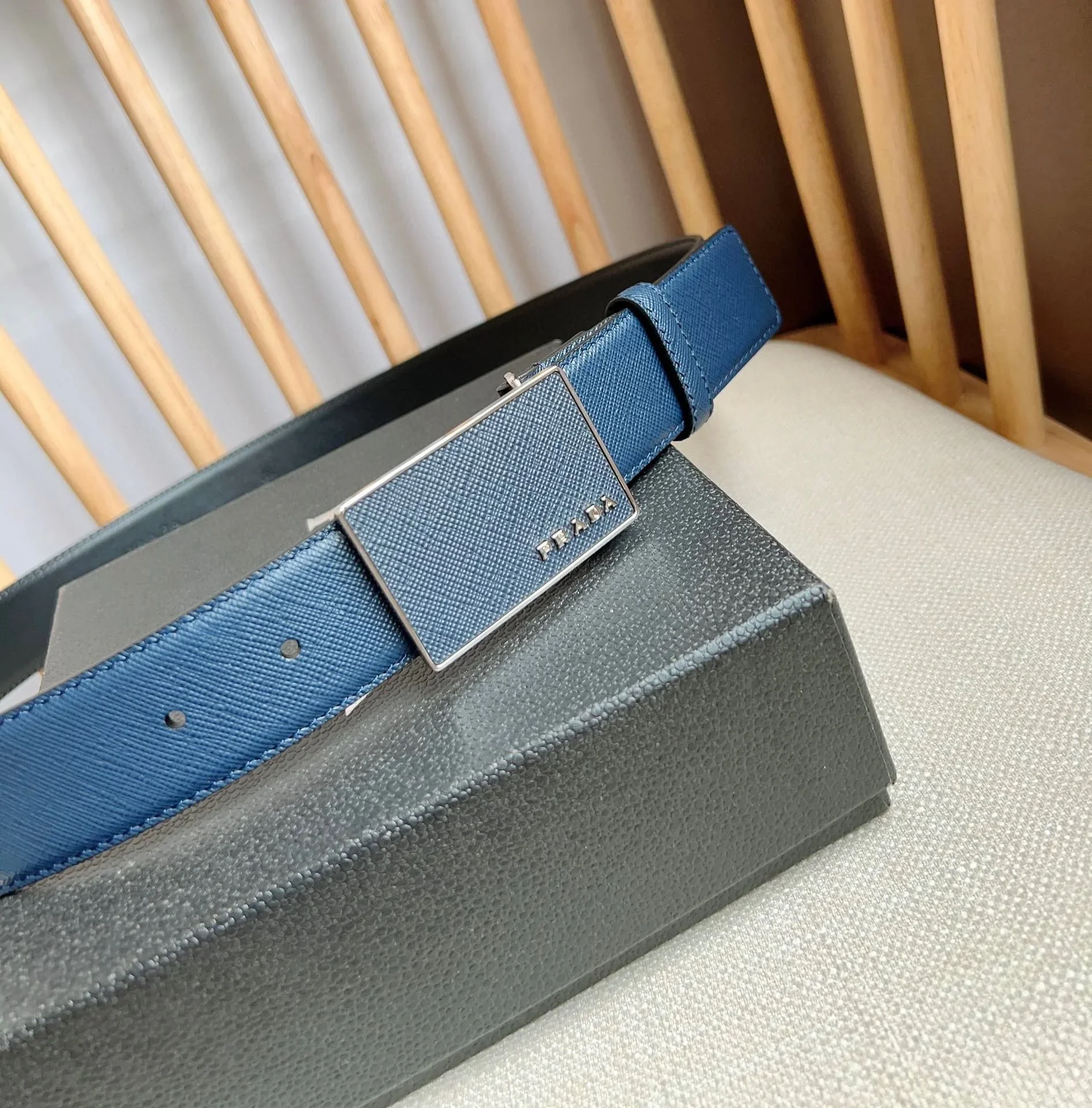 PRADA Belts Saffiano Leather (Blue) 3.5cm Width 180202607050746 - Image 7