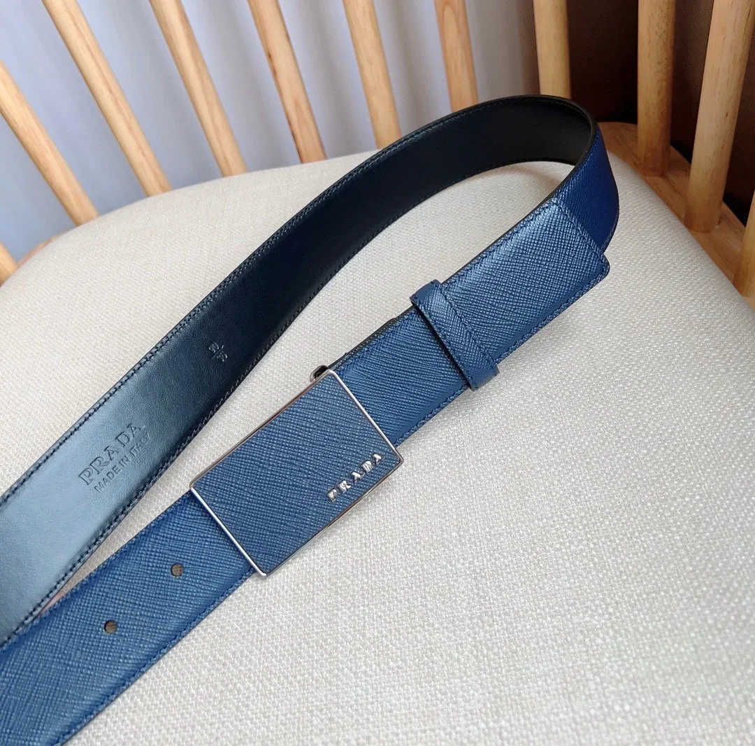 PRADA Belts Saffiano Leather (Blue) 3.5cm Width 180202607050746 - Image 8