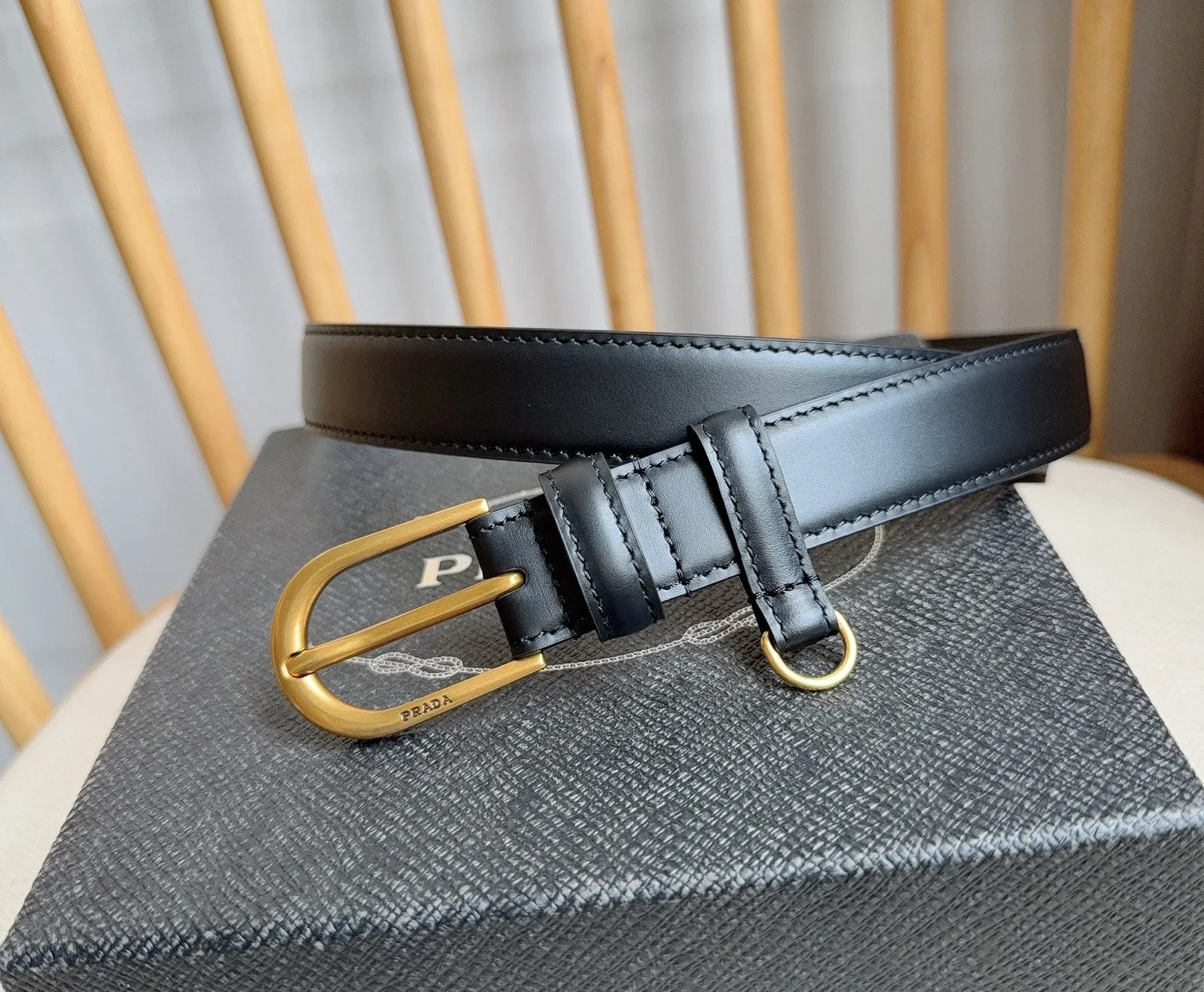 PRADA Belts Smooth Leather (Black) 2.5cm Width 180202607050748 - Image 2