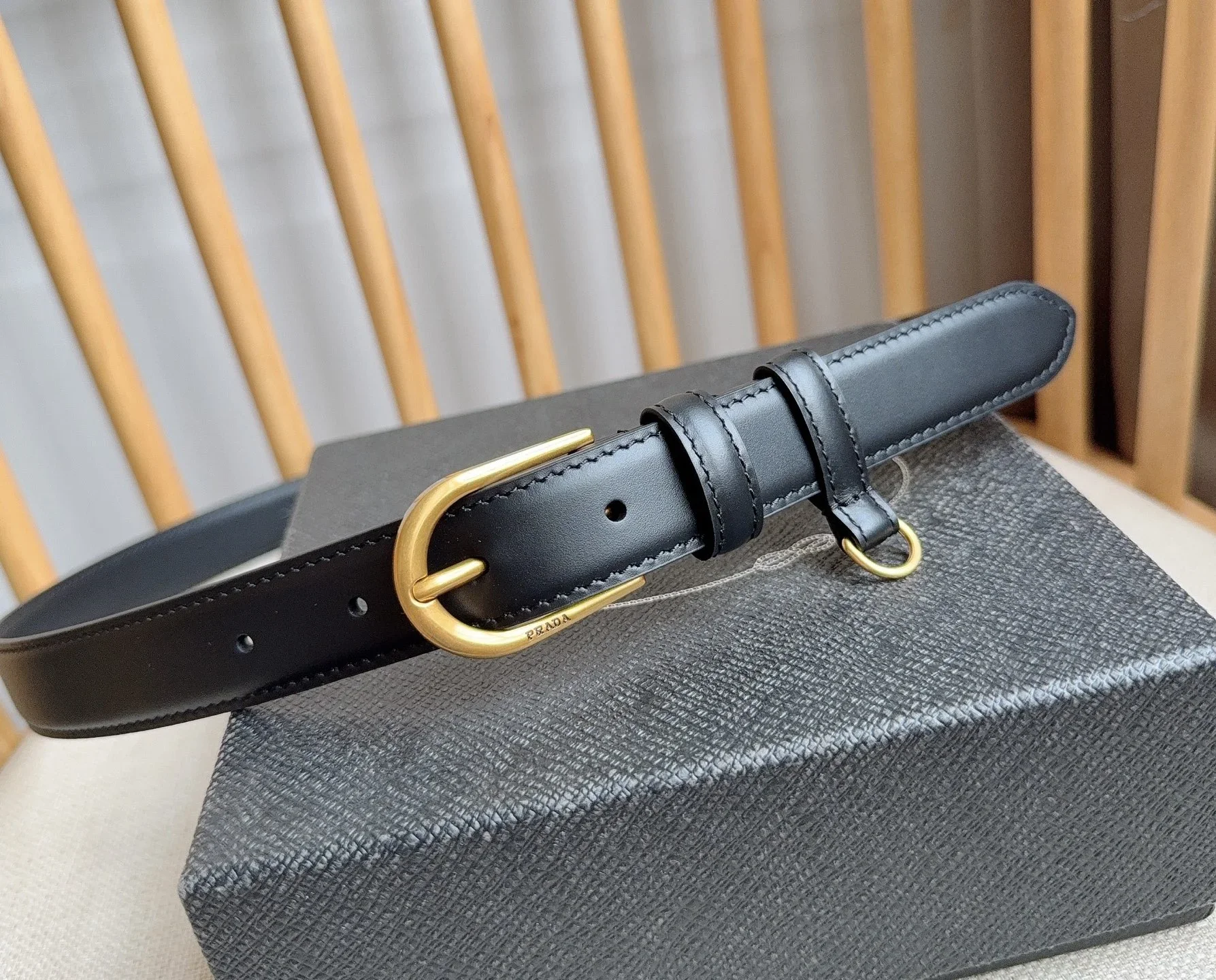 PRADA Belts Smooth Leather (Black) 2.5cm Width 180202607050748 - Image 7