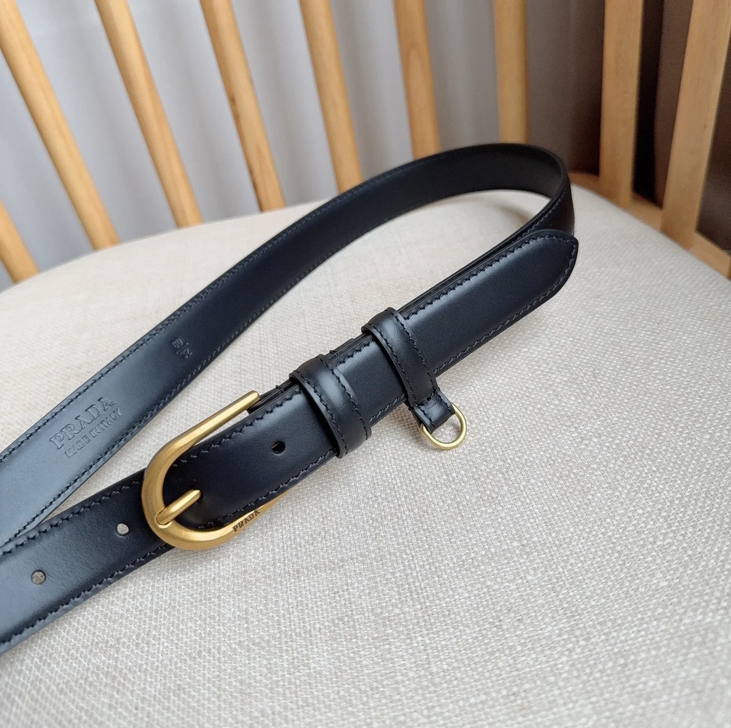 PRADA Belts Smooth Leather (Black) 2.5cm Width 180202607050748 - Image 8