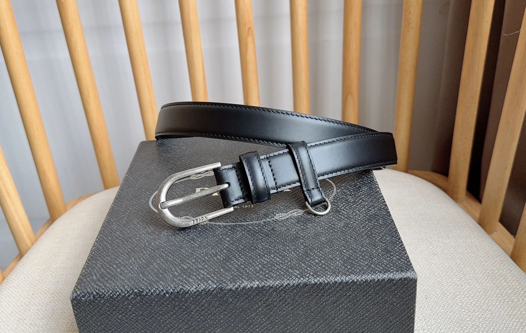PRADA Belts Smooth Leather (Black) 2.5cm Width 180202607050749
