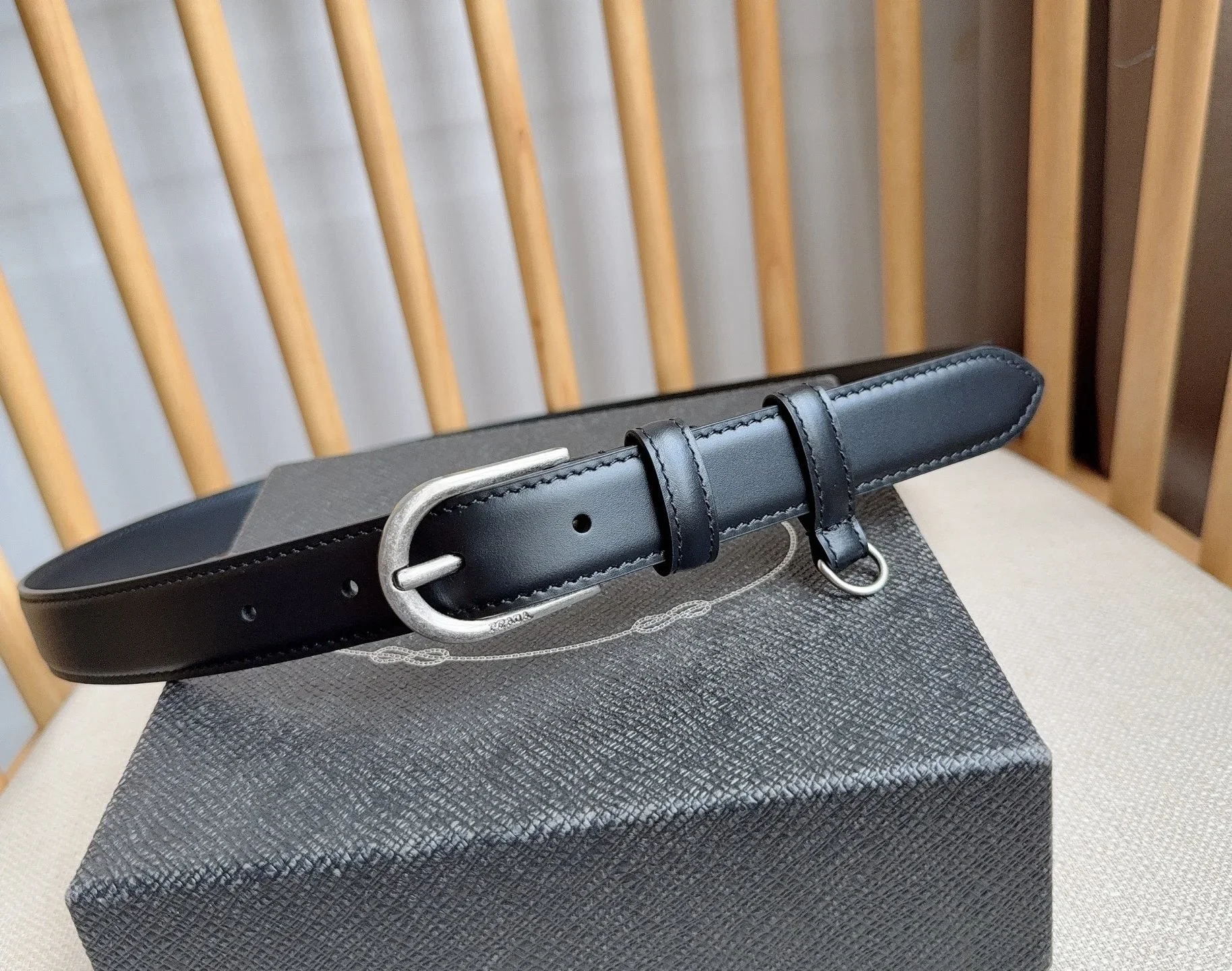 PRADA Belts Smooth Leather (Black) 2.5cm Width 180202607050749 - Image 7