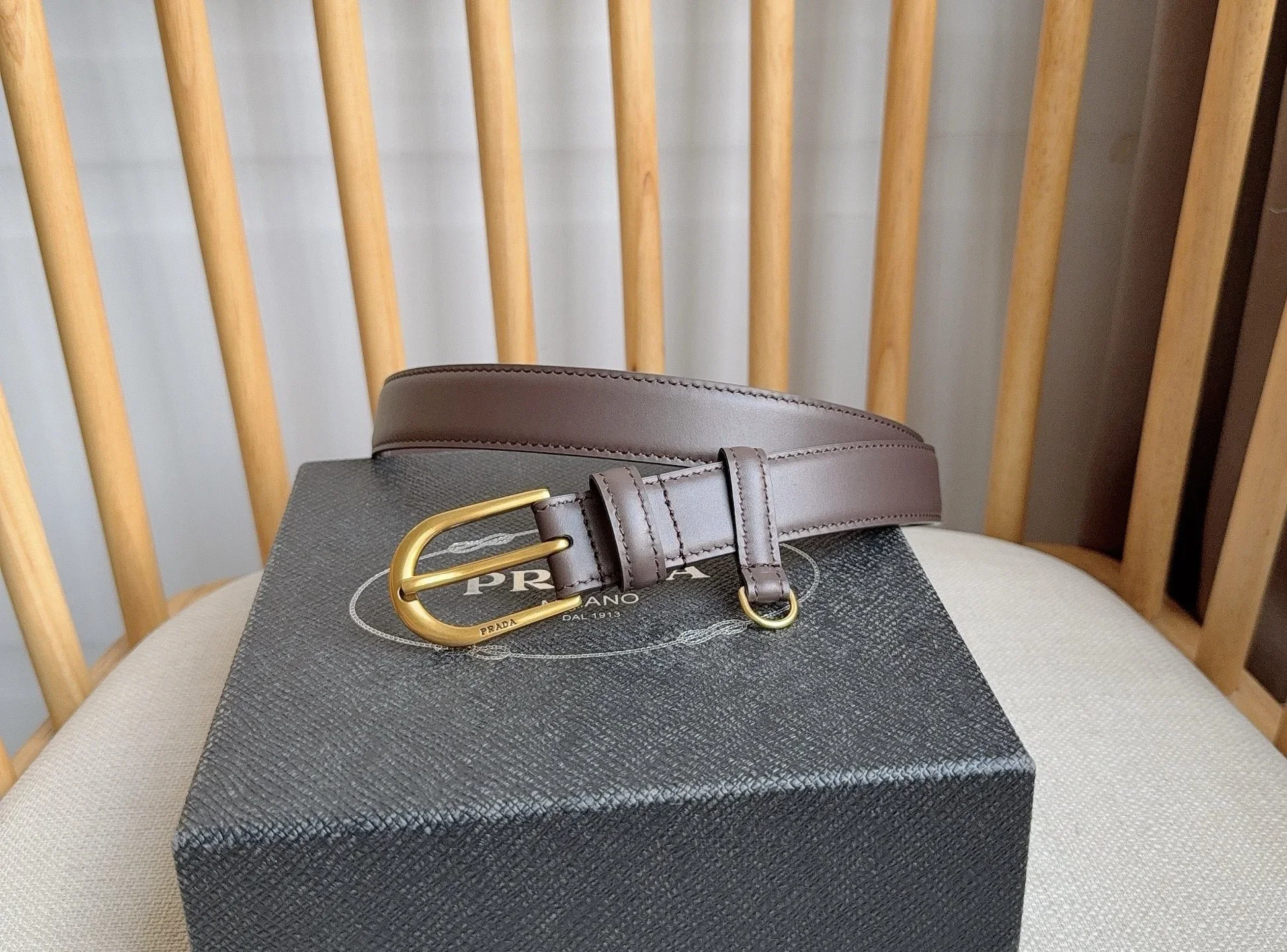 PRADA Belts Smooth Leather (Brown) 2.5cm Width 180202607050753