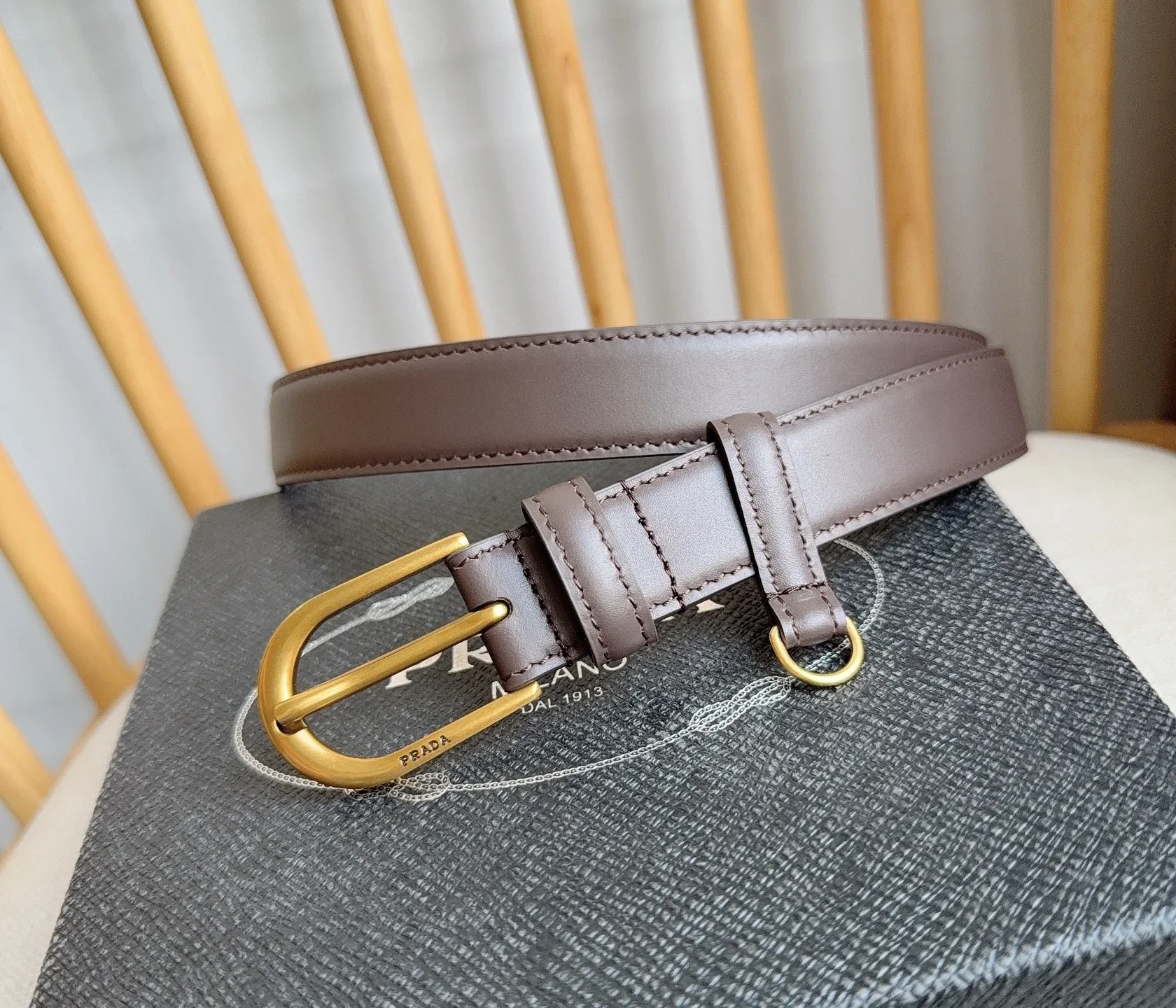 PRADA Belts Smooth Leather (Brown) 2.5cm Width 180202607050753 - Image 2