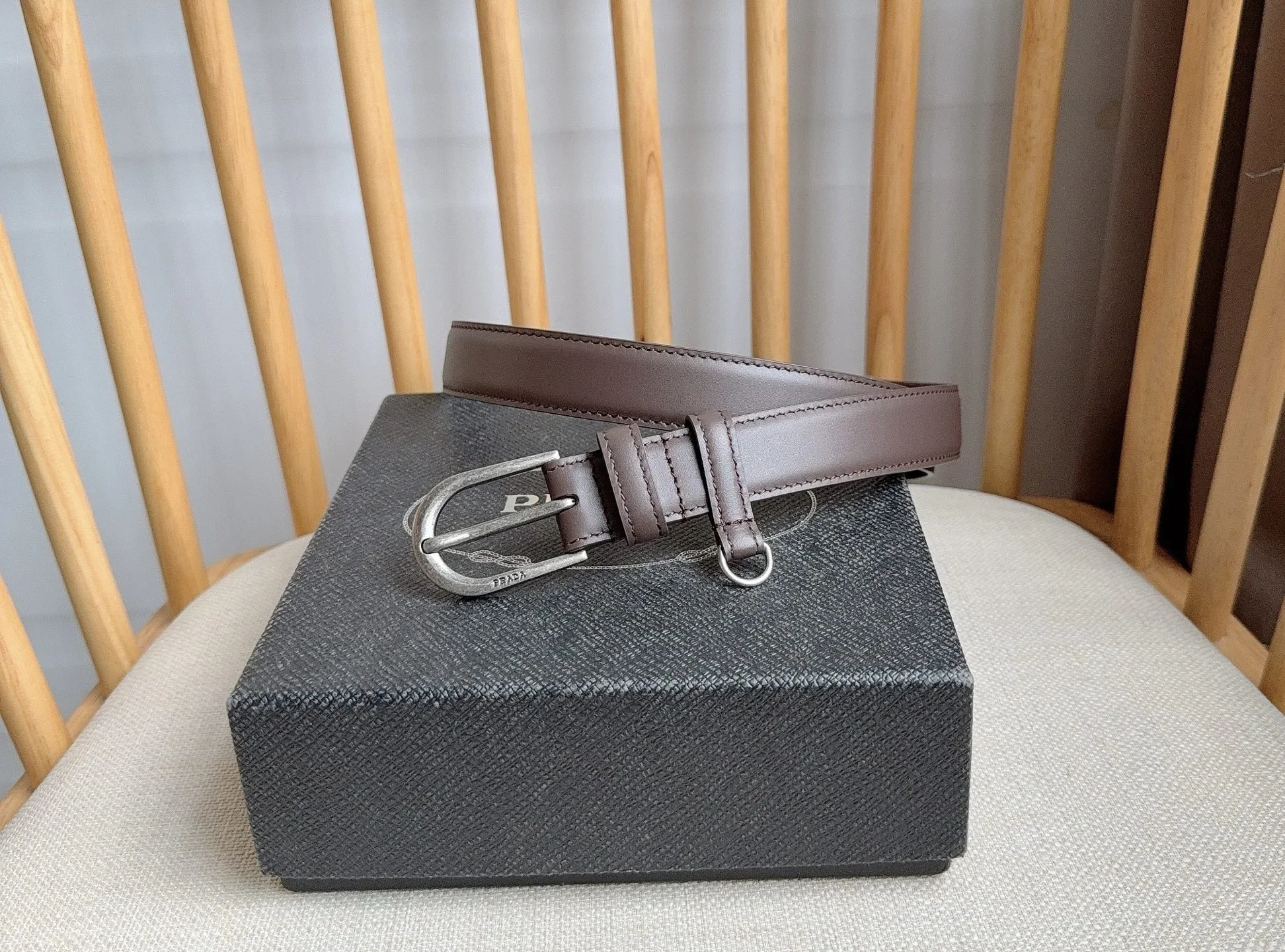 PRADA Belts Smooth Leather (Brown) 2.5cm Width 180202607050754