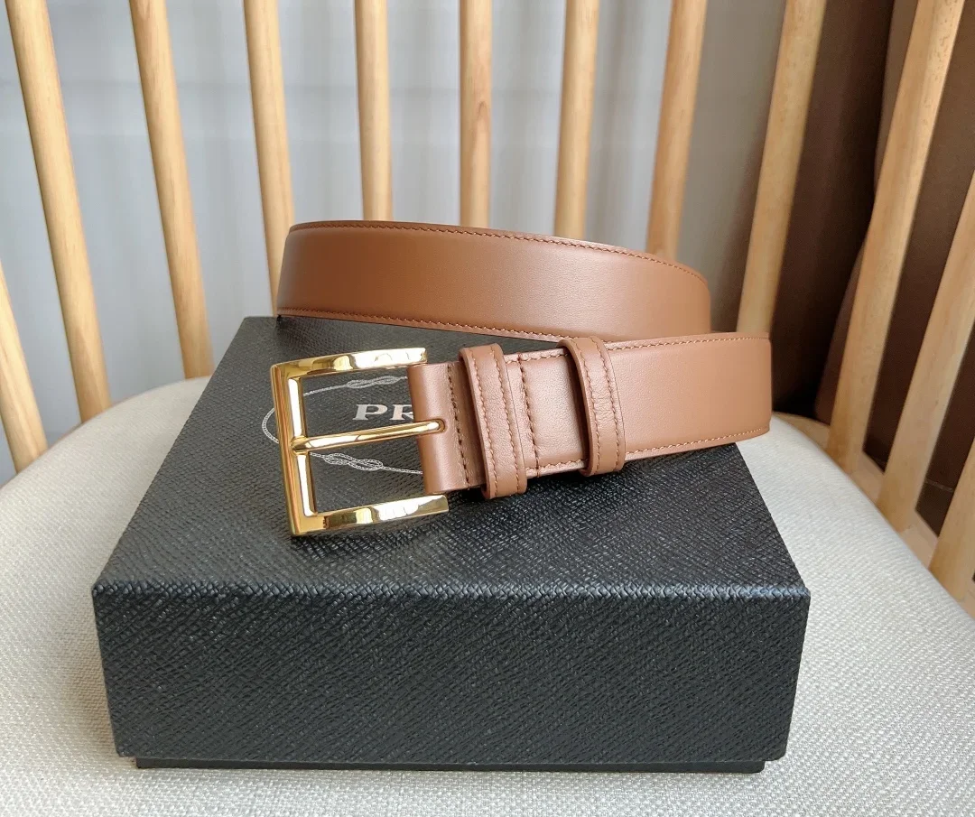 PRADA Belts Smooth Leather (Brown) 3.5cm Width 180202607050756