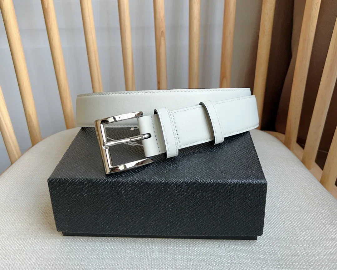 PRADA Belts Smooth Leather (White) 3.5cm Width 180202607050719