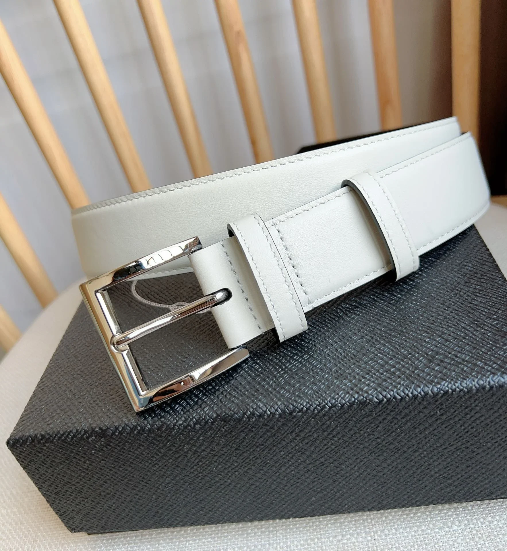 PRADA Belts Smooth Leather (White) 3.5cm Width 180202607050719 - Image 2