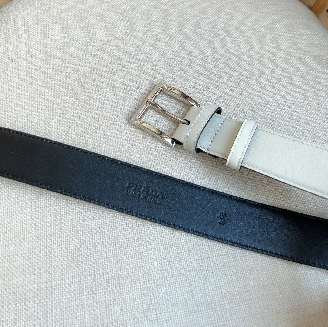PRADA Belts Smooth Leather (White) 3.5cm Width 180202607050719 - Image 3