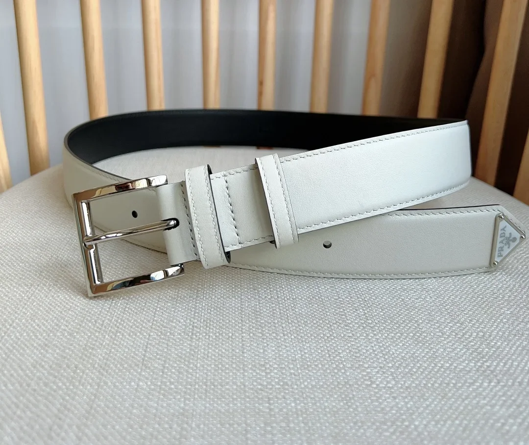 PRADA Belts Smooth Leather (White) 3.5cm Width 180202607050719 - Image 4