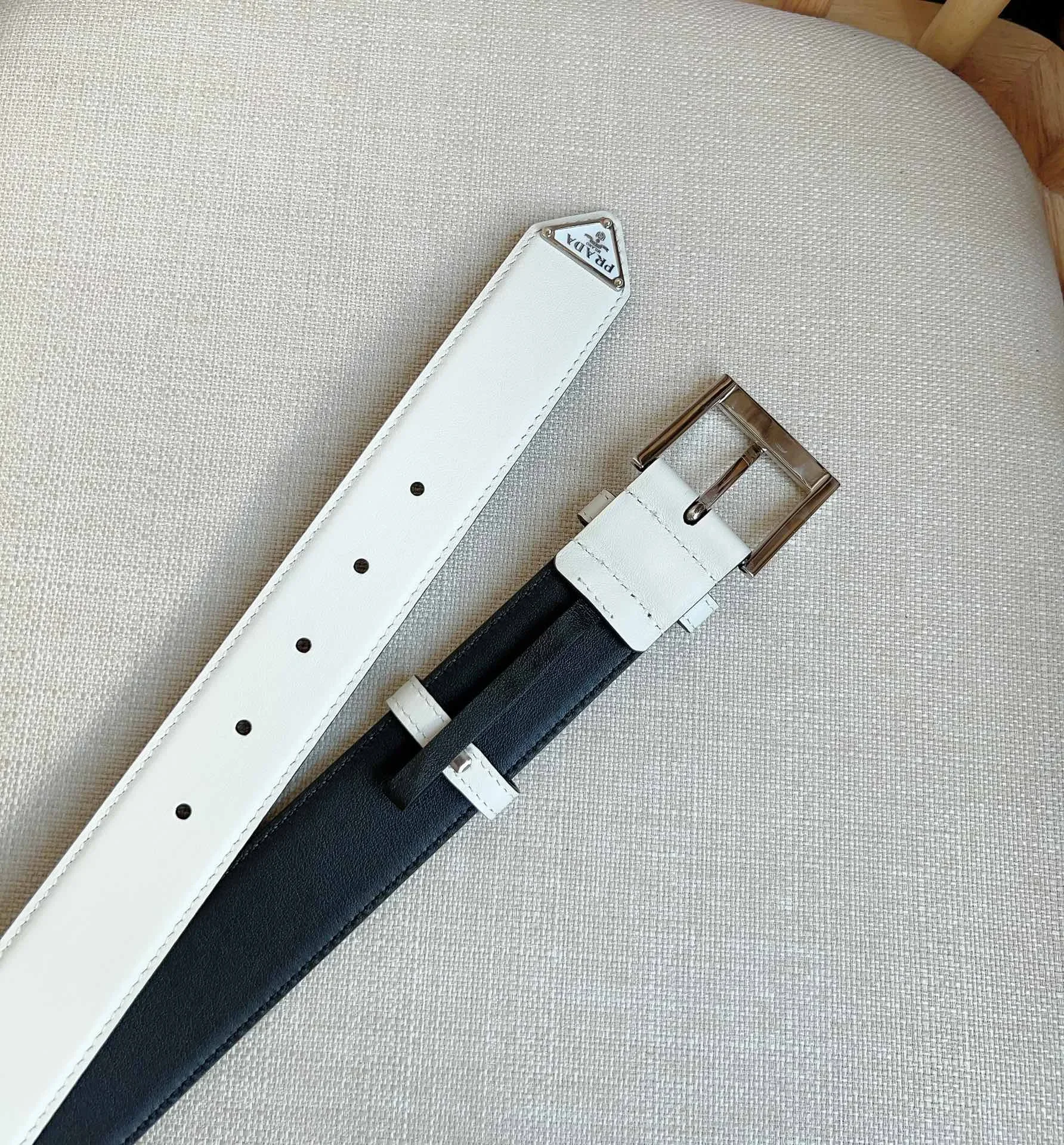PRADA Belts Smooth Leather (White) 3.5cm Width 180202607050719 - Image 6