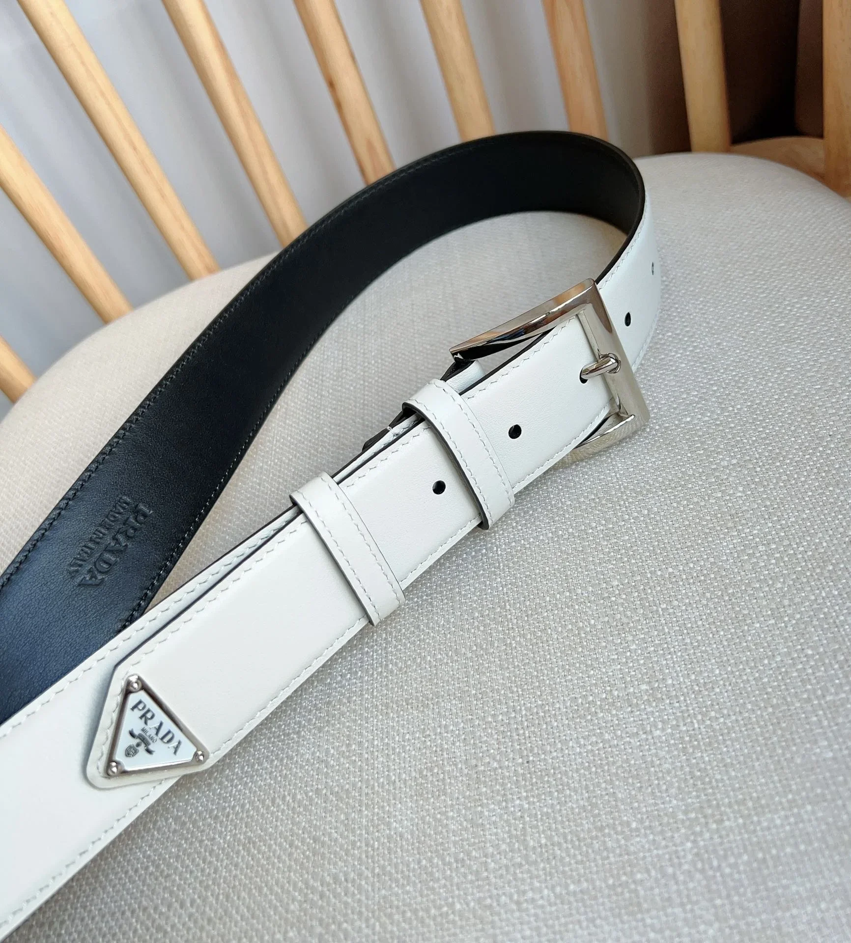 PRADA Belts Smooth Leather (White) 3.5cm Width 180202607050719 - Image 8