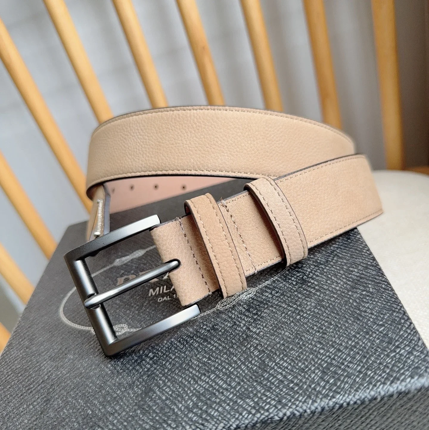 PRADA Belts Togo Leather (Beige) 3.5cm Width 180202607050720 - Image 2