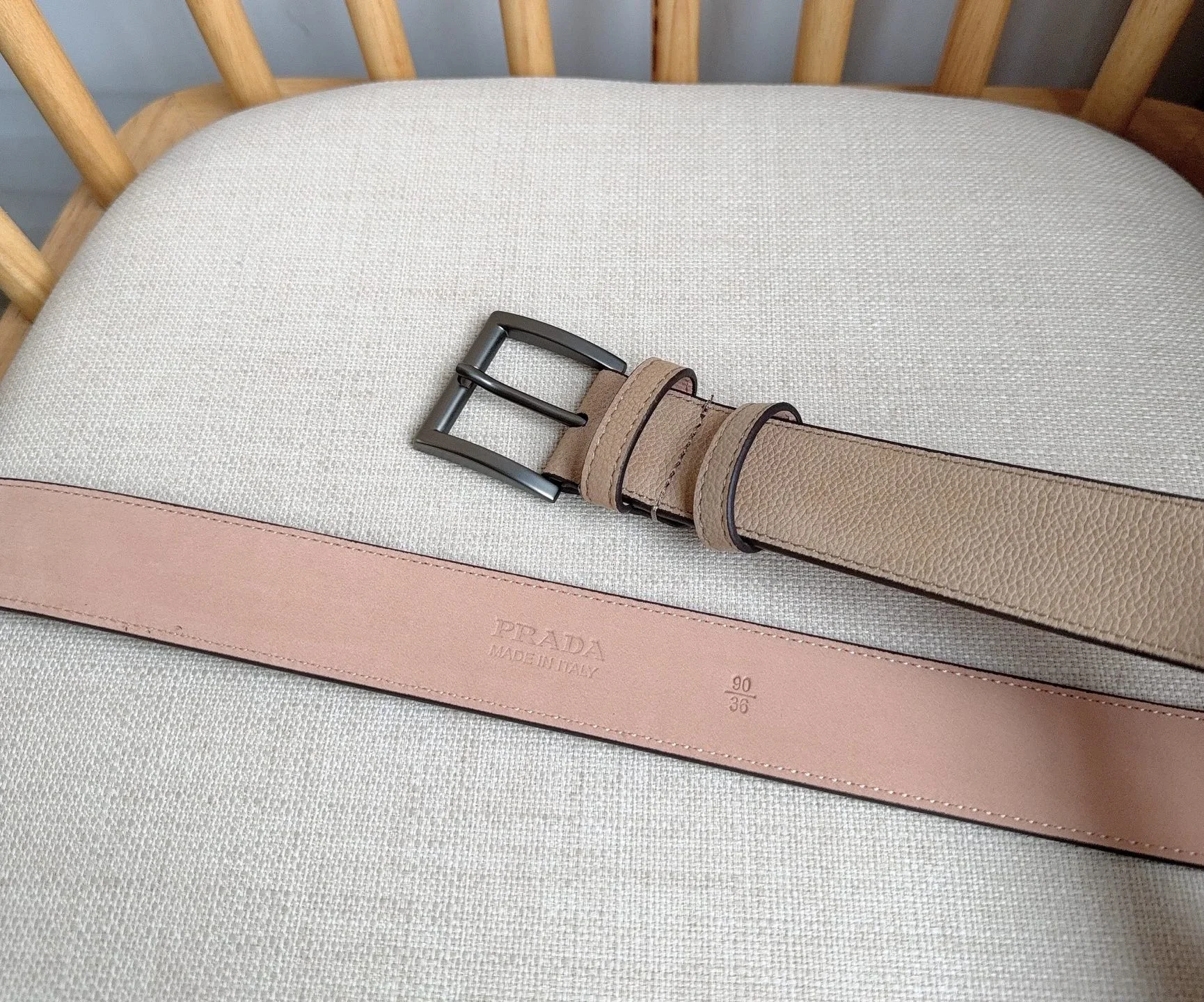 PRADA Belts Togo Leather (Beige) 3.5cm Width 180202607050720 - Image 3