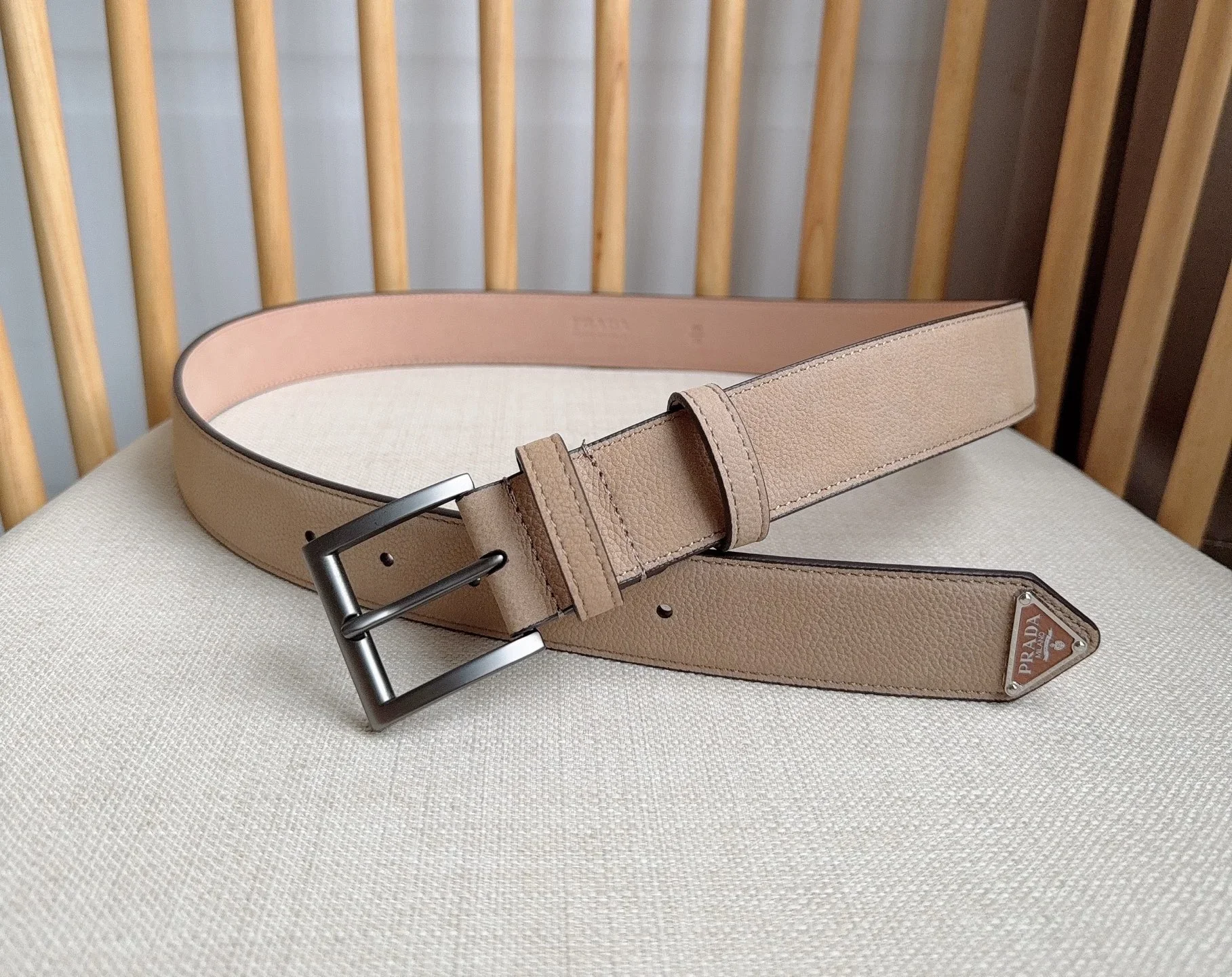 PRADA Belts Togo Leather (Beige) 3.5cm Width 180202607050720 - Image 4