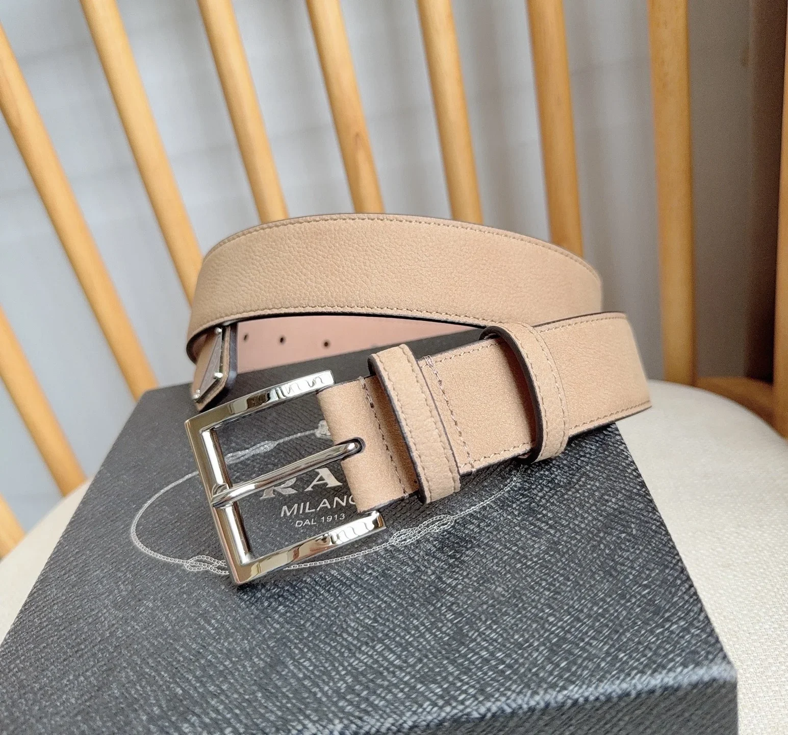 PRADA Belts Togo Leather (Beige) 3.5cm Width 180202607050721 - Image 2
