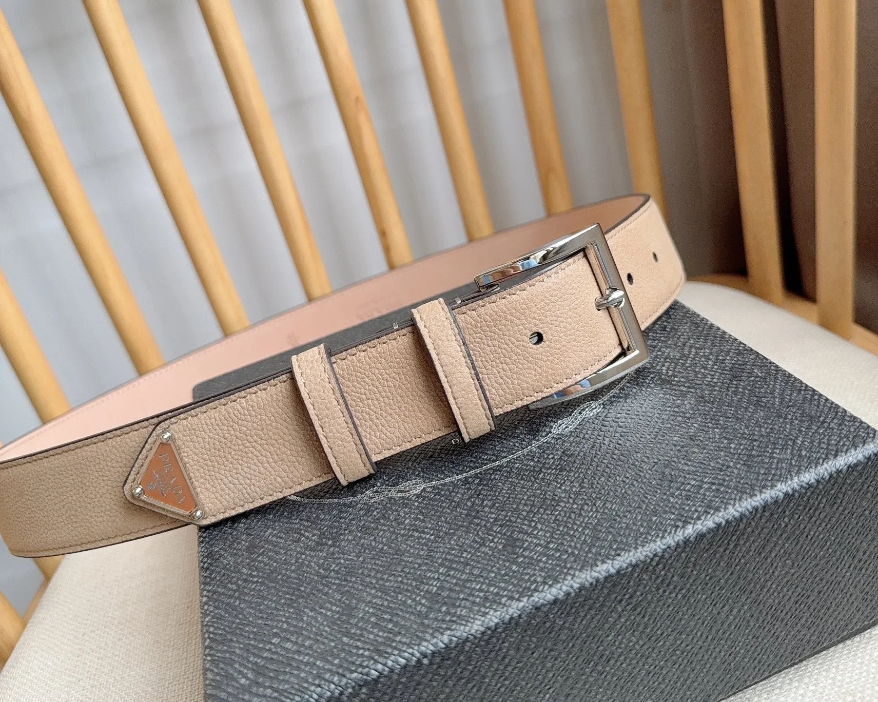 PRADA Belts Togo Leather (Beige) 3.5cm Width 180202607050721 - Image 7