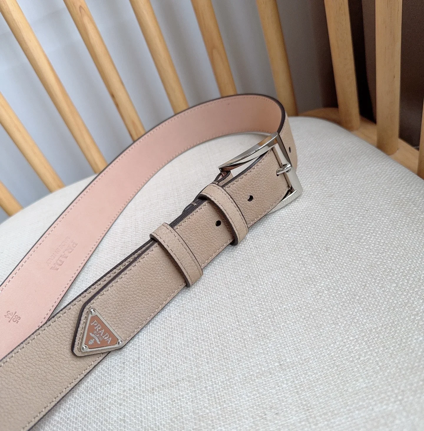 PRADA Belts Togo Leather (Beige) 3.5cm Width 180202607050721 - Image 8