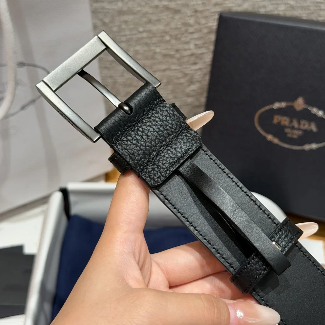PRADA Belts Togo Leather (Black) 3.3cm Width 180202607050722 - Image 7