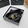 SAINT LAURENT Belts Crocodile Embossed Leather (Black) 2.0cm Width 170202607050761