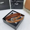SAINT LAURENT Belts Crocodile Embossed Leather (Brown) 2.0cm Width 170202607050767
