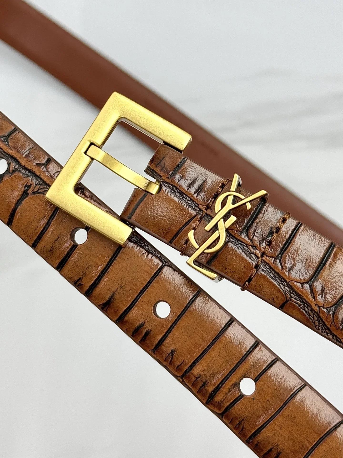 SAINT LAURENT Belts Crocodile Leather (Brown) 2.0cm Width 170202607050766 - Image 3