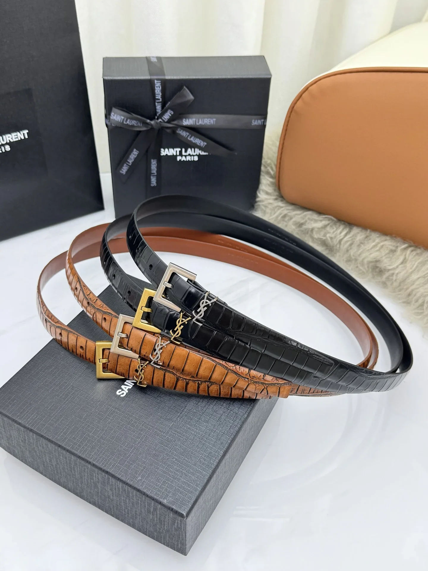 SAINT LAURENT Belts Crocodile Leather (Brown) 2.0cm Width 170202607050766 - Image 8