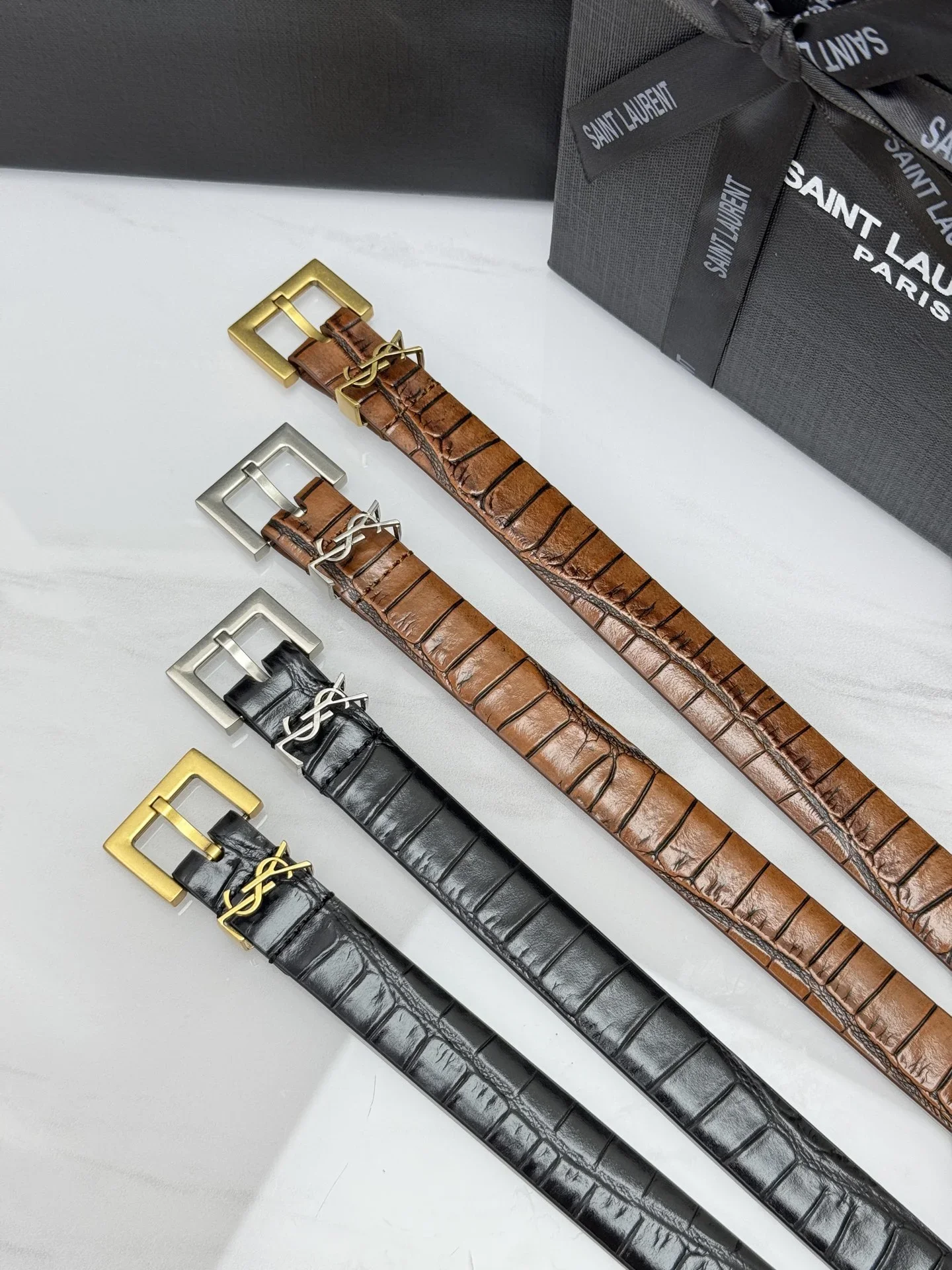 SAINT LAURENT Belts Crocodile Leather (Brown) 2.0cm Width 170202607050766 - Image 9