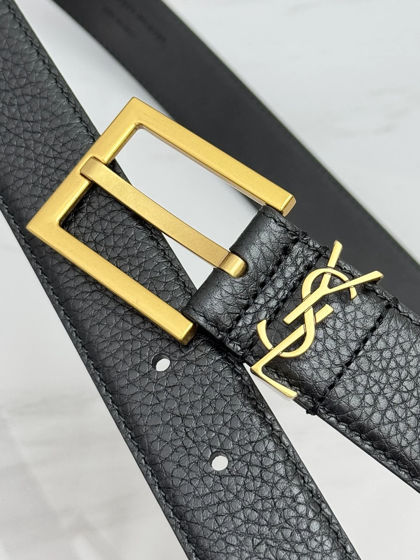 SAINT LAURENT Belts Grained Leather (Black) 3.0cm Width 160202607050763 - Image 5