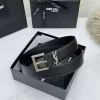 SAINT LAURENT Belts Grained Leather (Black) 3.0cm Width 160202607050765