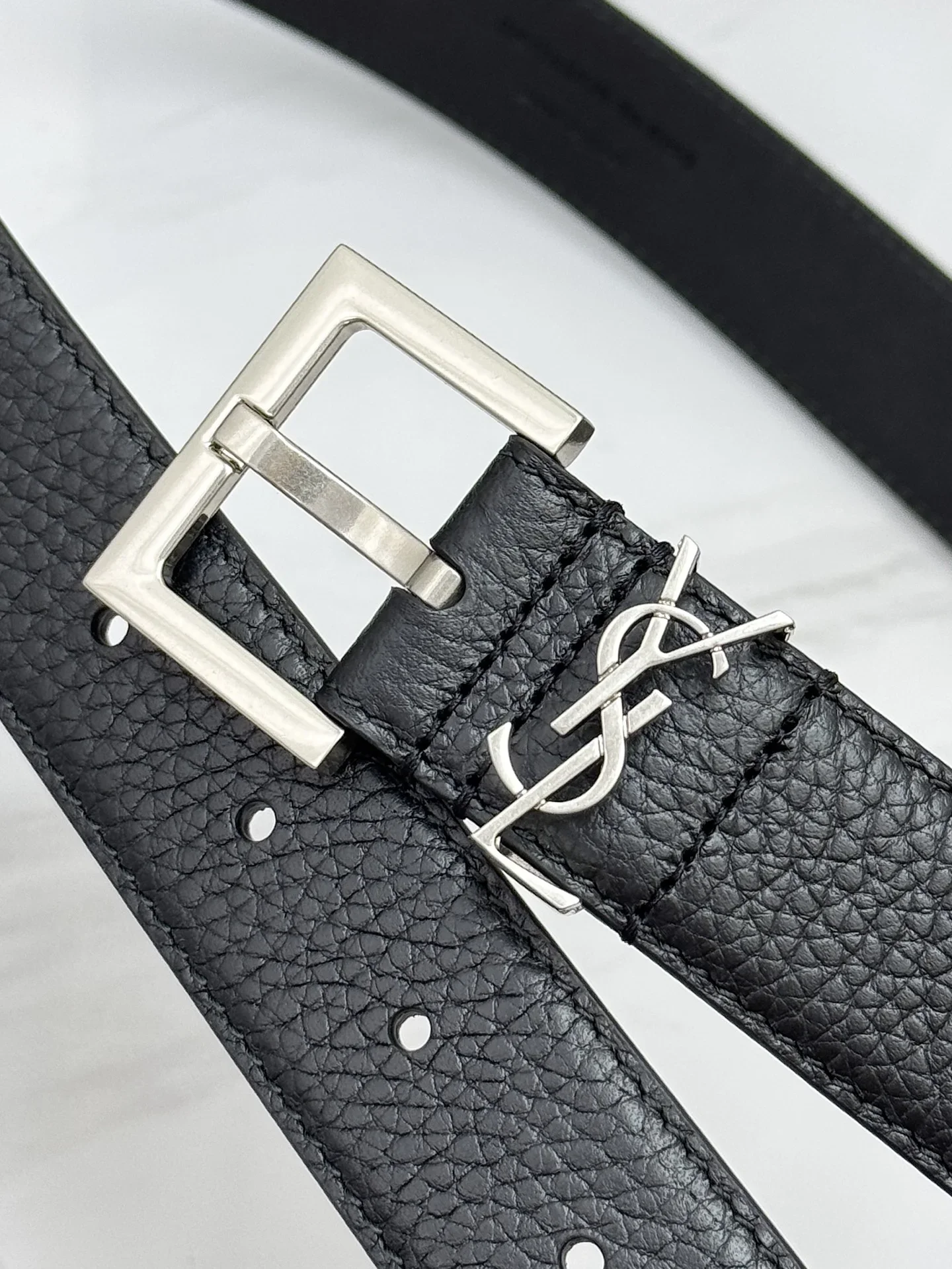 SAINT LAURENT Belts Grained Leather (Black) 3.0cm Width 160202607050765 - Image 5