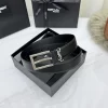 SAINT LAURENT Belts Togo Leather (Black) 3.0cm Width 160202607050764
