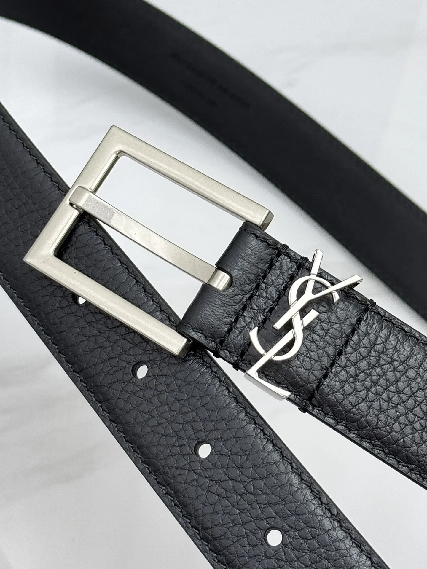 SAINT LAURENT Belts Togo Leather (Black) 3.0cm Width 160202607050764 - Image 5