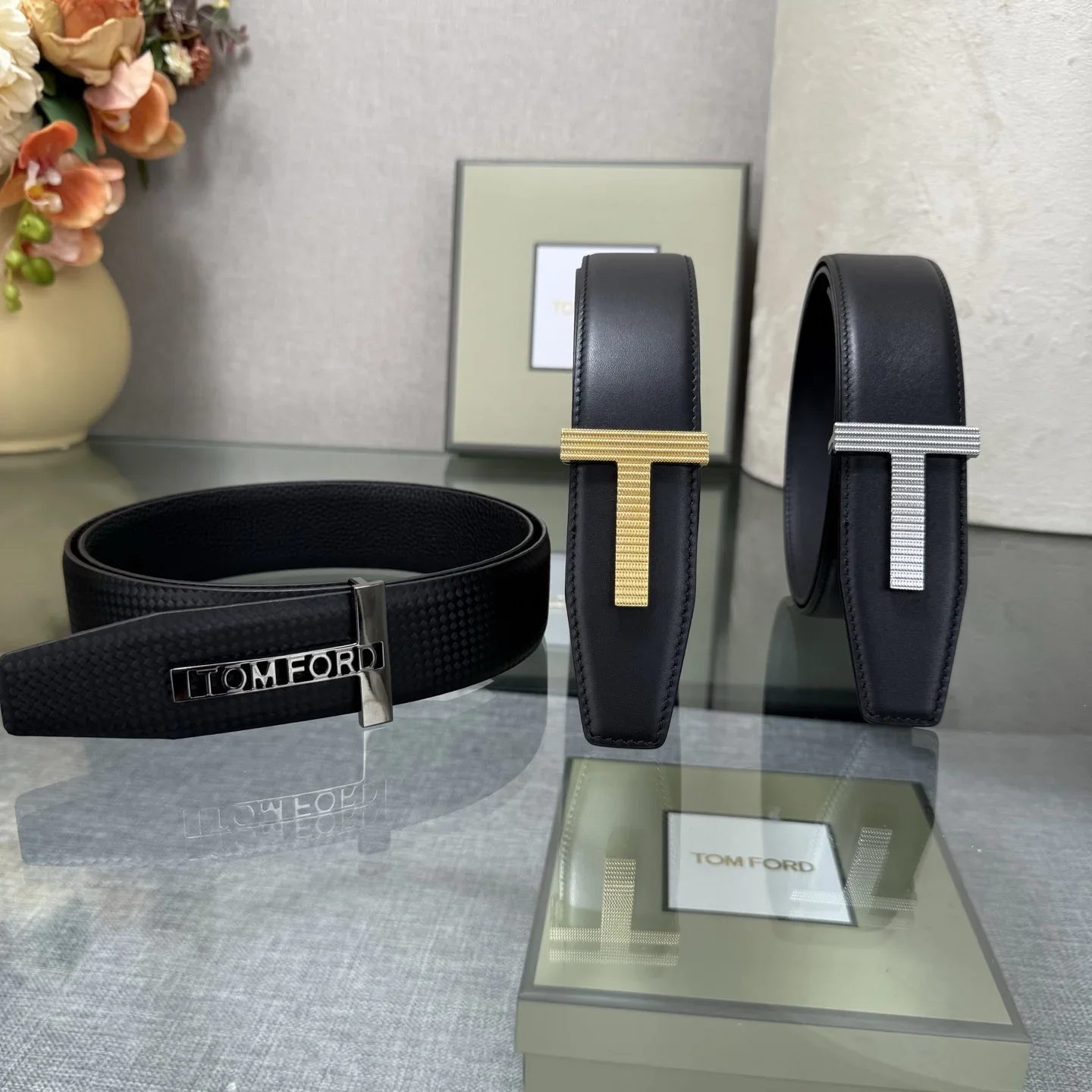 TOM FORD Belts Calf Leather (Black) 170202607050769