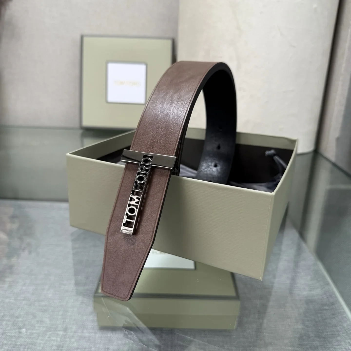 TOM FORD Belts Calf Leather (Black-Brown) 170202607050770 - Image 2
