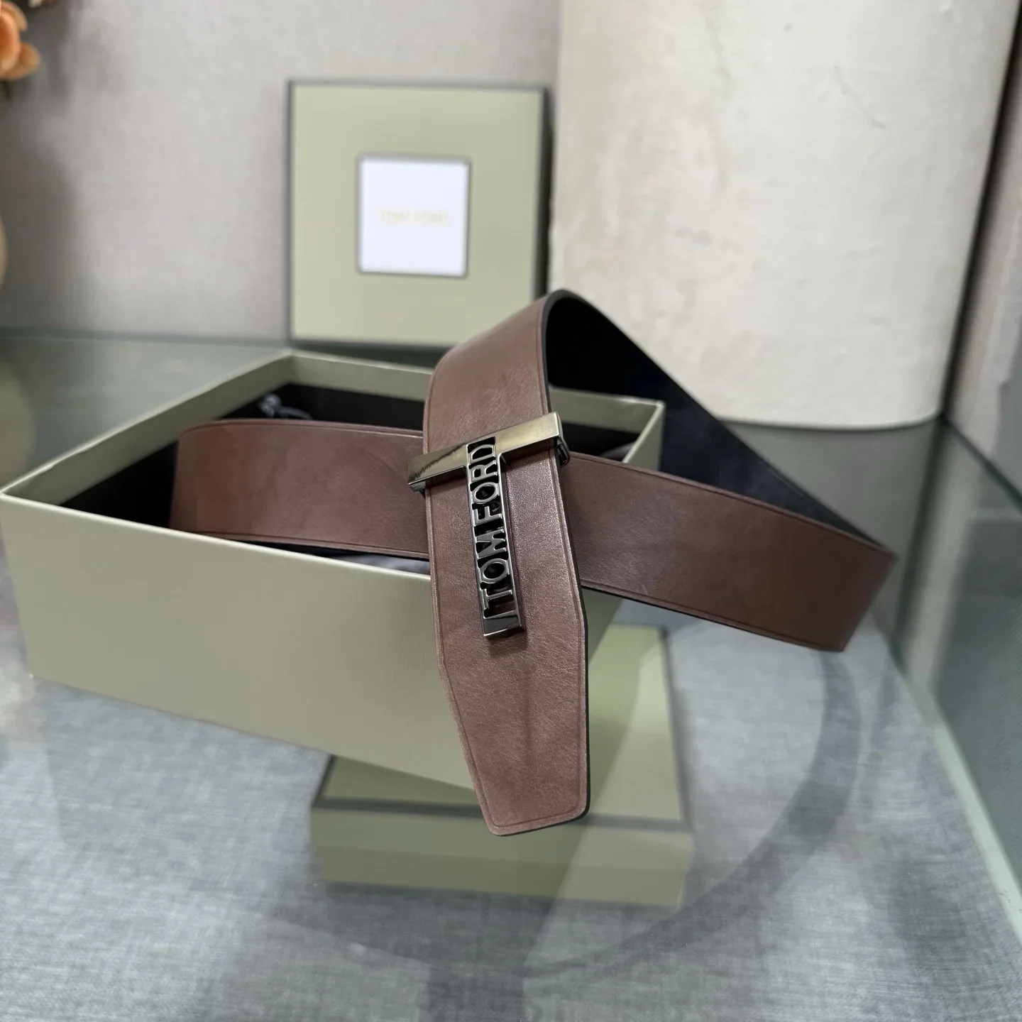 TOM FORD Belts Calf Leather (Black-Brown) 170202607050770 - Image 3
