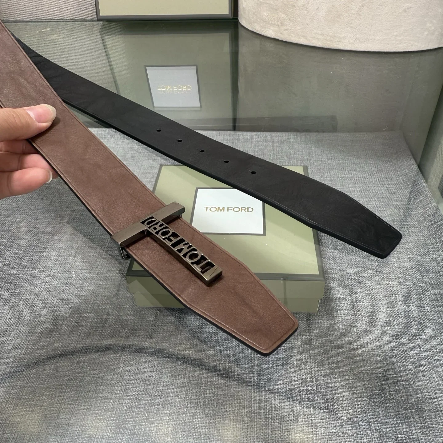 TOM FORD Belts Calf Leather (Black-Brown) 170202607050770 - Image 4