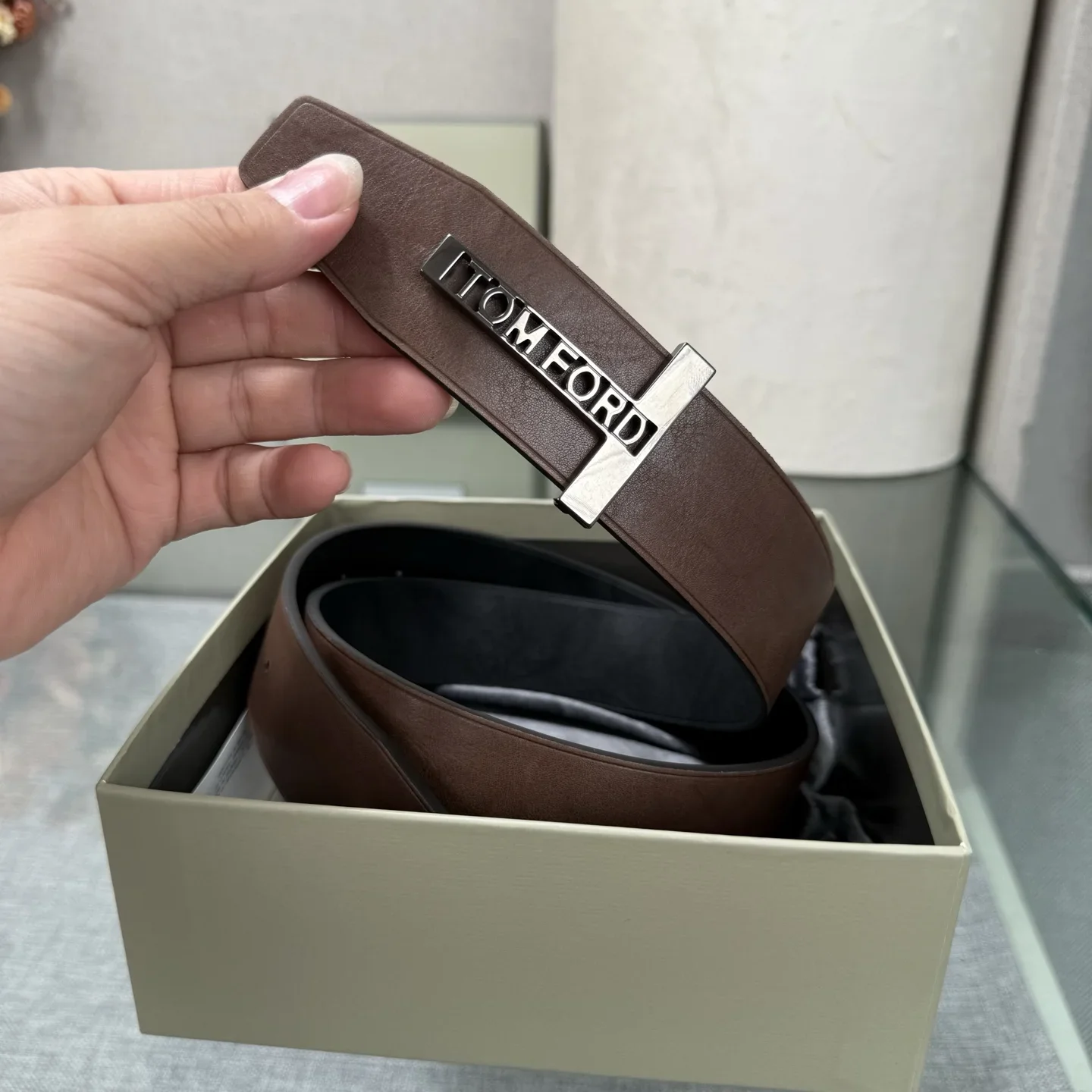 TOM FORD Belts Calf Leather (Black-Brown) 170202607050770 - Image 8