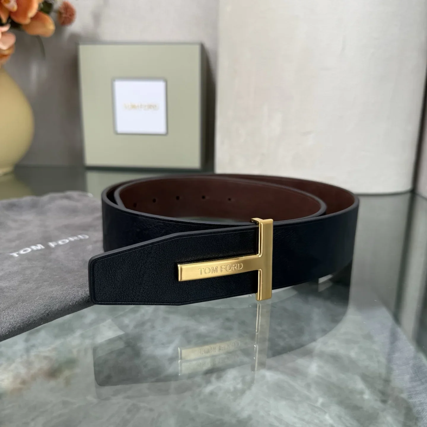 TOM FORD Belts Calf Leather (Black-Brown) 170202607050771 - Image 2