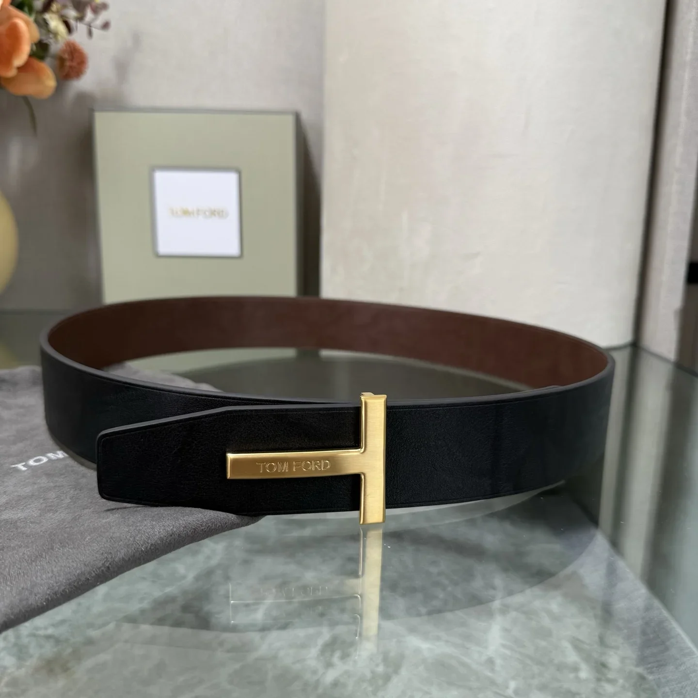 TOM FORD Belts Calf Leather (Black-Brown) 170202607050771 - Image 3