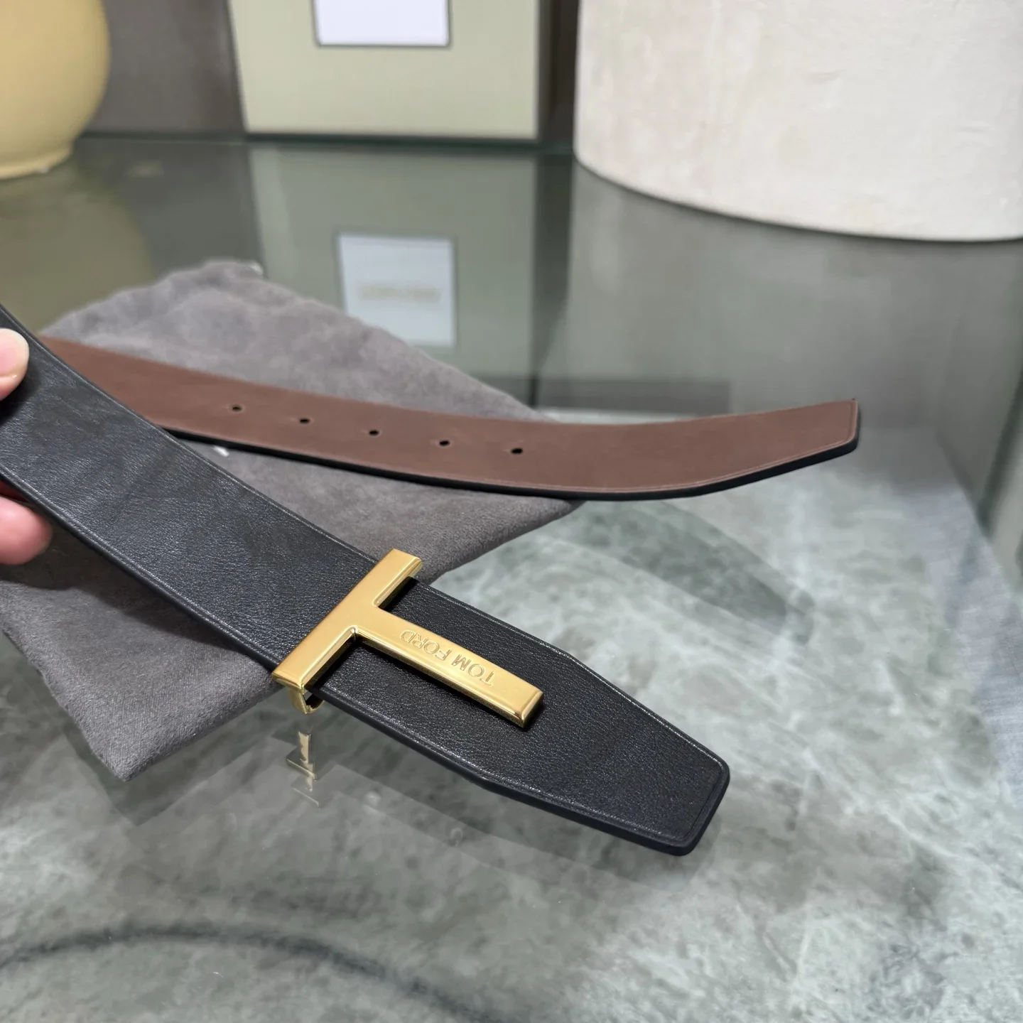 TOM FORD Belts Calf Leather (Black-Brown) 170202607050771 - Image 5