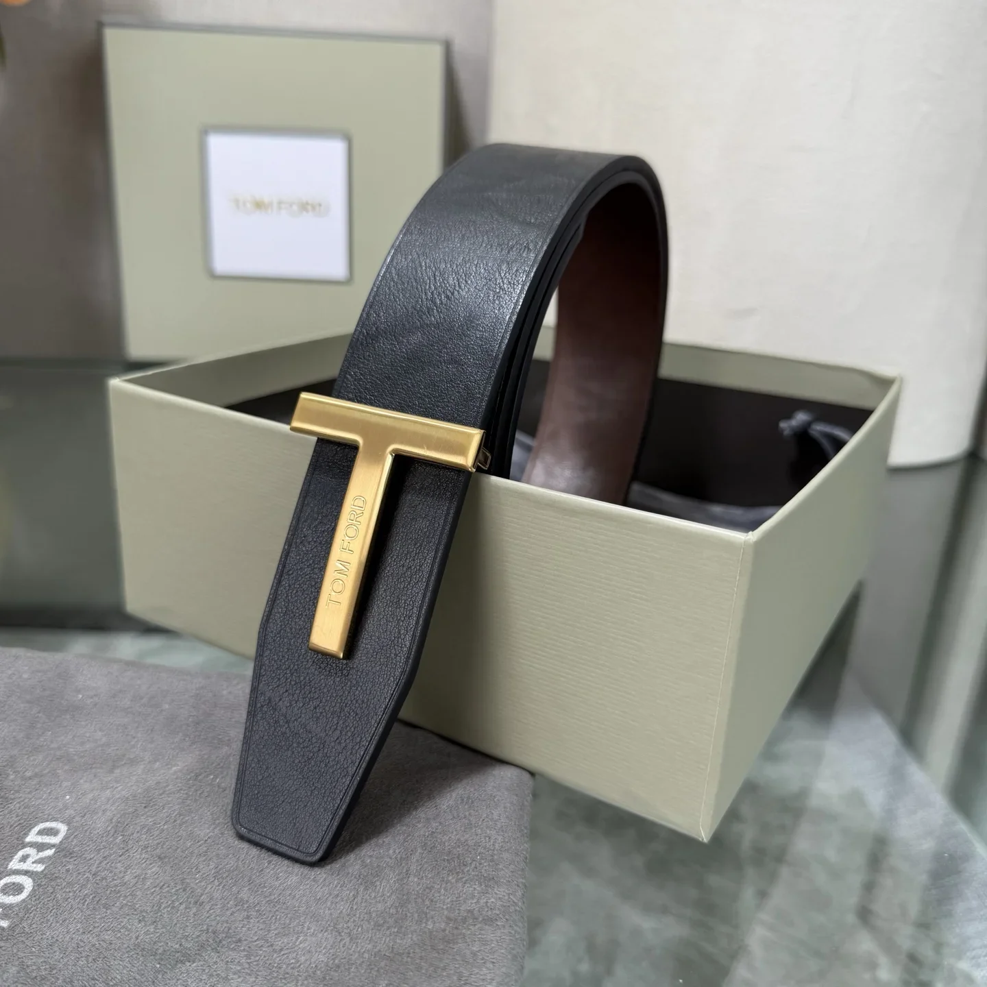 TOM FORD Belts Calf Leather (Black-Brown) 170202607050771 - Image 6