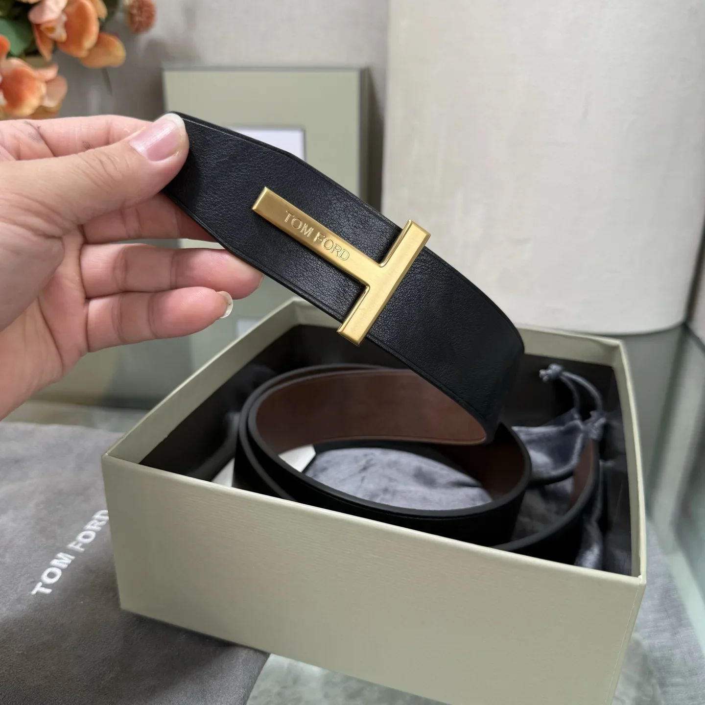 TOM FORD Belts Calf Leather (Black-Brown) 170202607050771 - Image 7