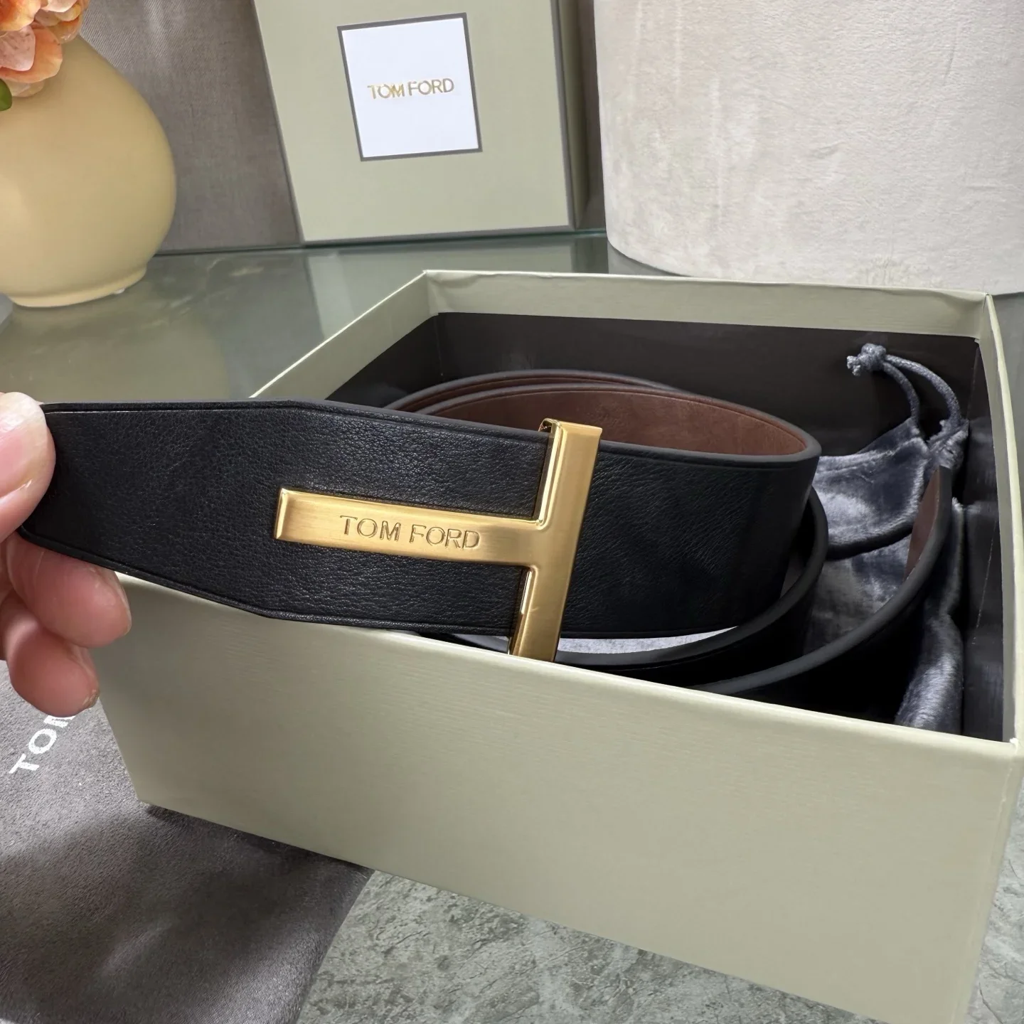 TOM FORD Belts Calf Leather (Black-Brown) 170202607050771 - Image 8