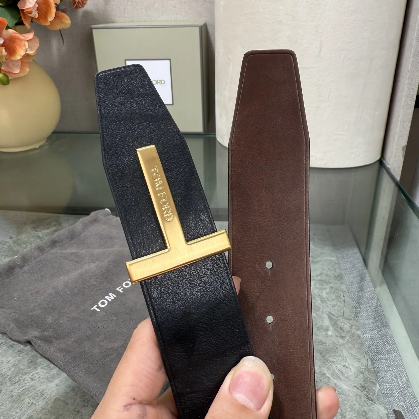 TOM FORD Belts Calf Leather (Black-Brown) 170202607050771 - Image 9